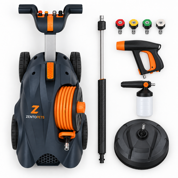 ZENTOPETS Wheeled Pressure Washer with Hose Reel and Spray Accessory Set