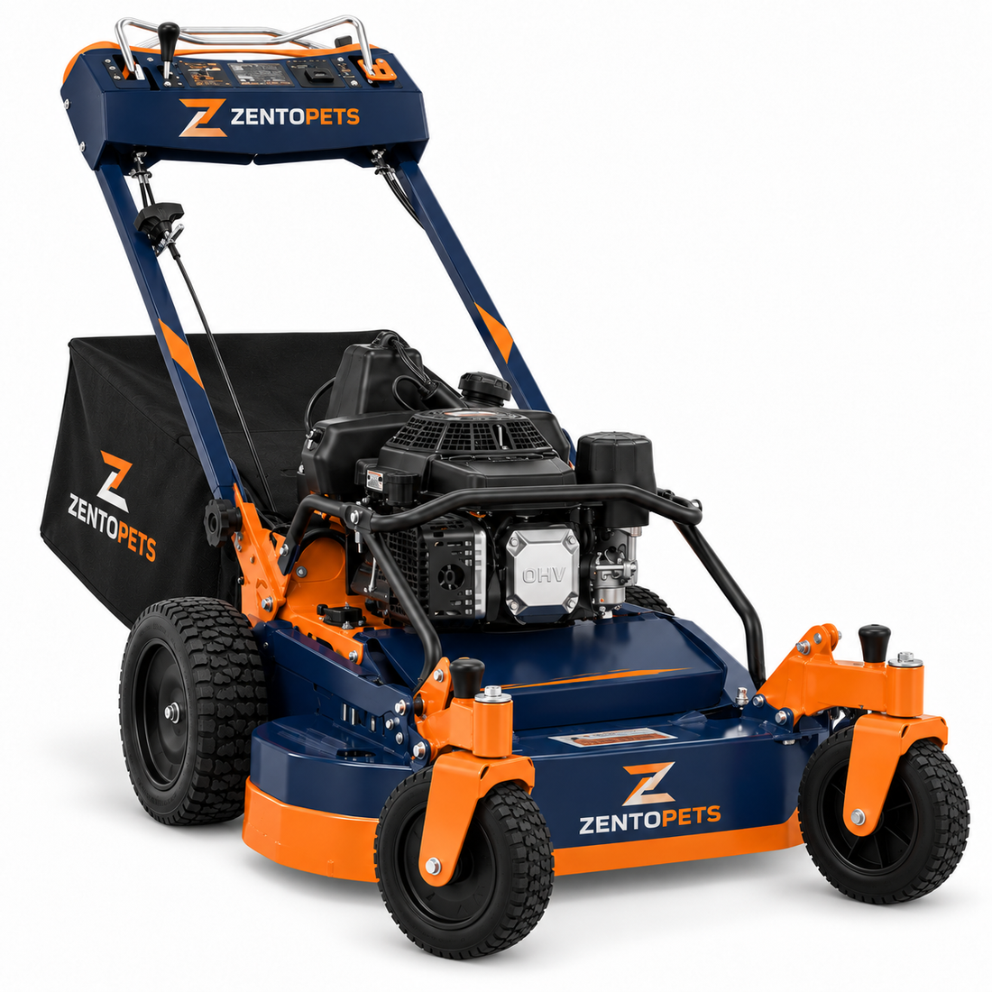 ZENTOPETS Wide-Deck Walk-Behind Lawn Mower with Front Caster Wheels and Collection Bag