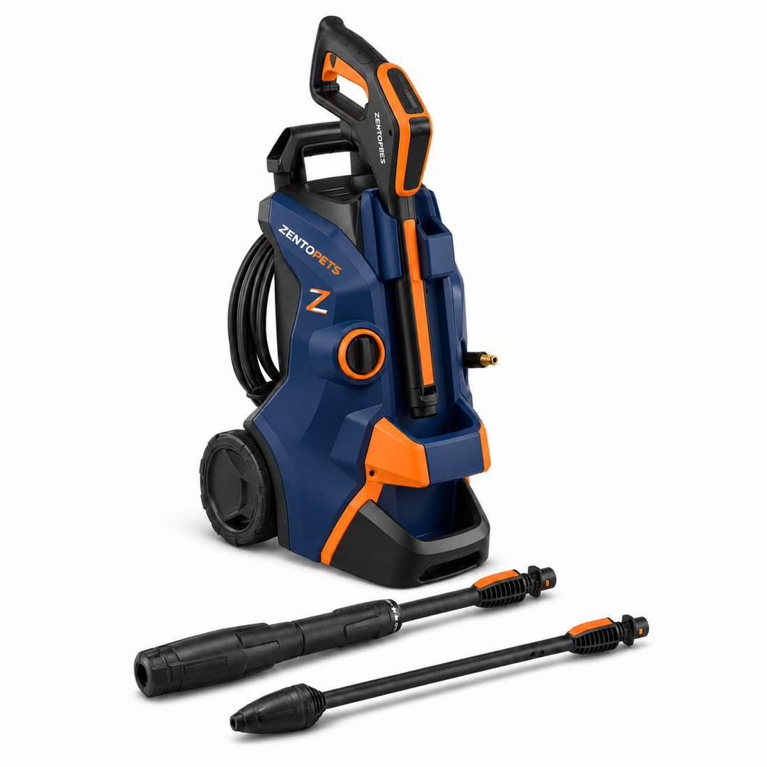 ZENTOPETS Wheeled Pressure Washer with Spray Gun and Two Lance Attachments